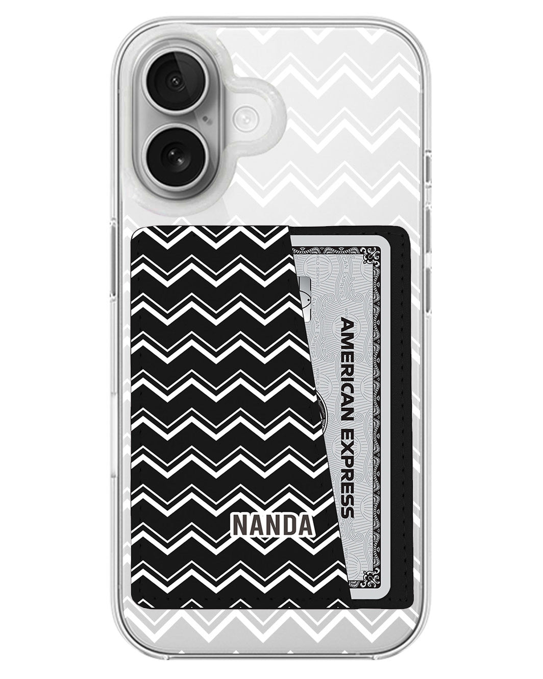 iPhone Leather Wallet Case - Lavender Zigzag