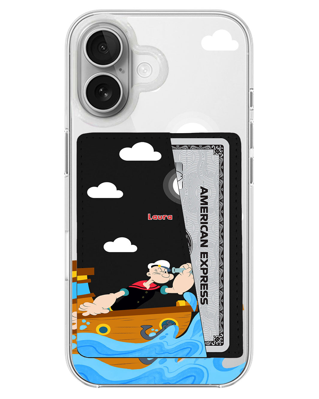 iPhone Leather Wallet Case - Popeye In The Sea