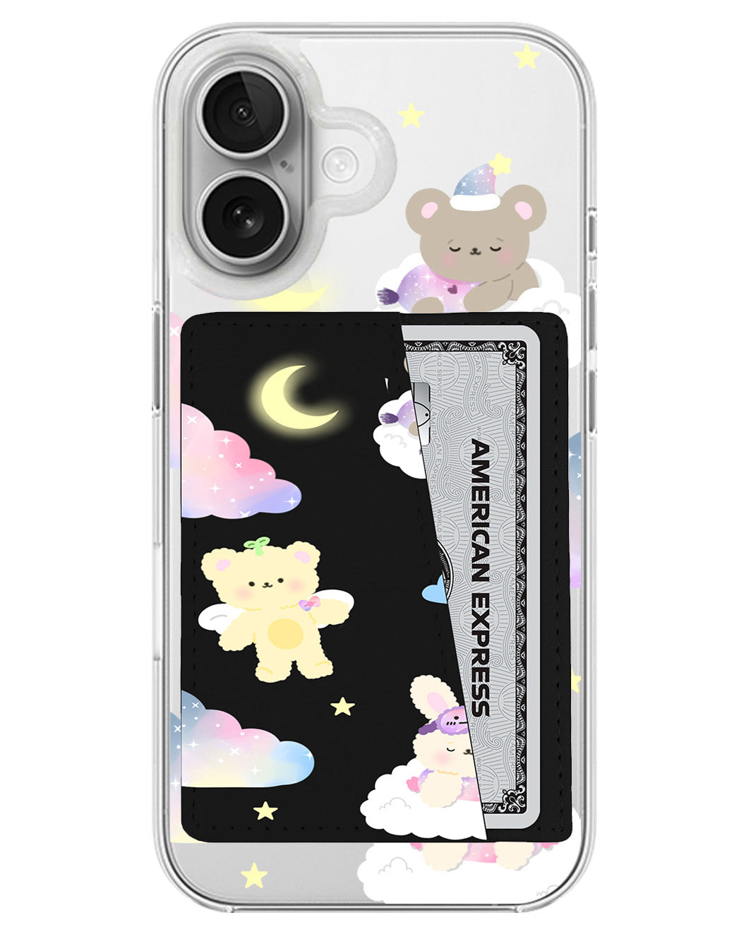 iPhone Leather Wallet Case - Sleeping Teddy