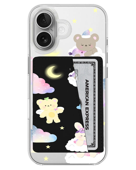 iPhone Leather Wallet Case - Sleeping Teddy