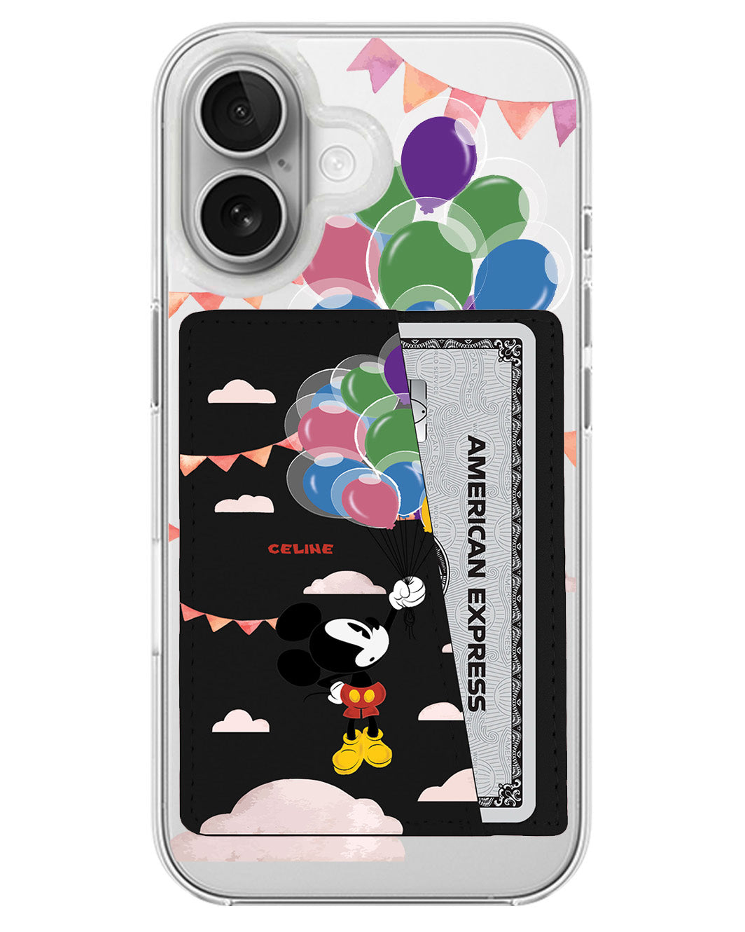 iPhone Leather Wallet Case - Mickey Balloon