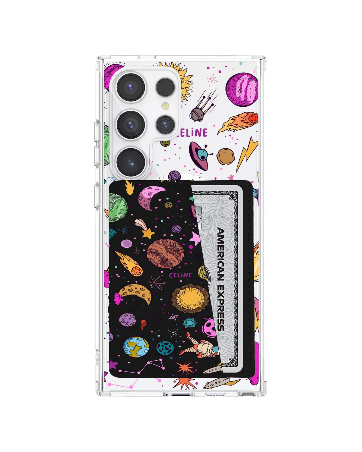 Android Leather Wallet Case - Retro Space