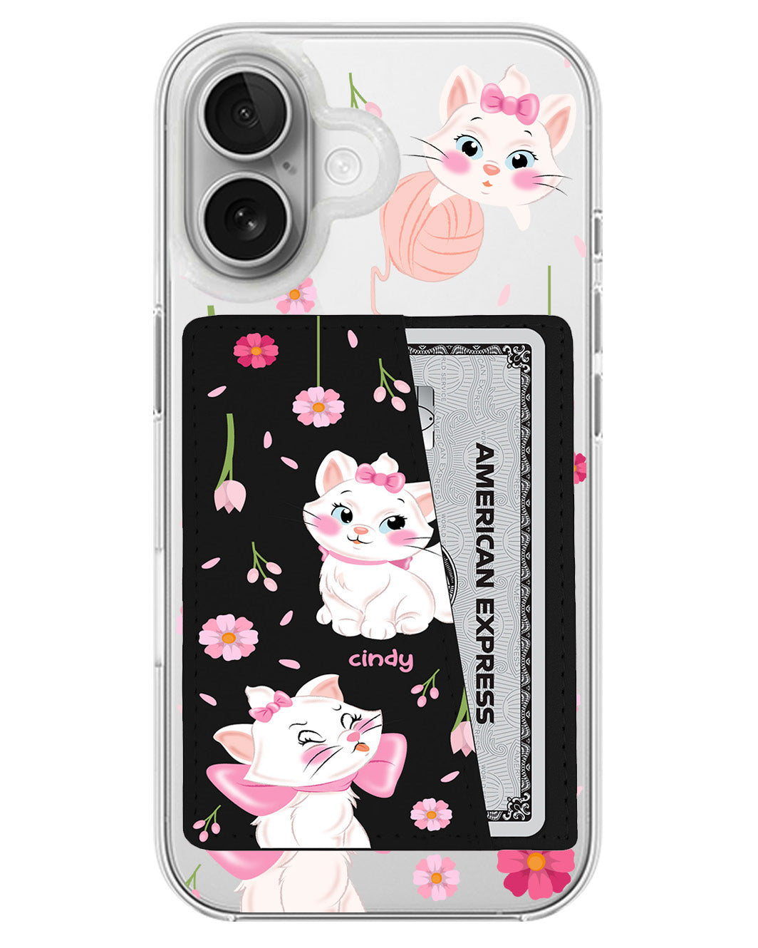 iPhone Leather Wallet Case - Marrie Cat Flower