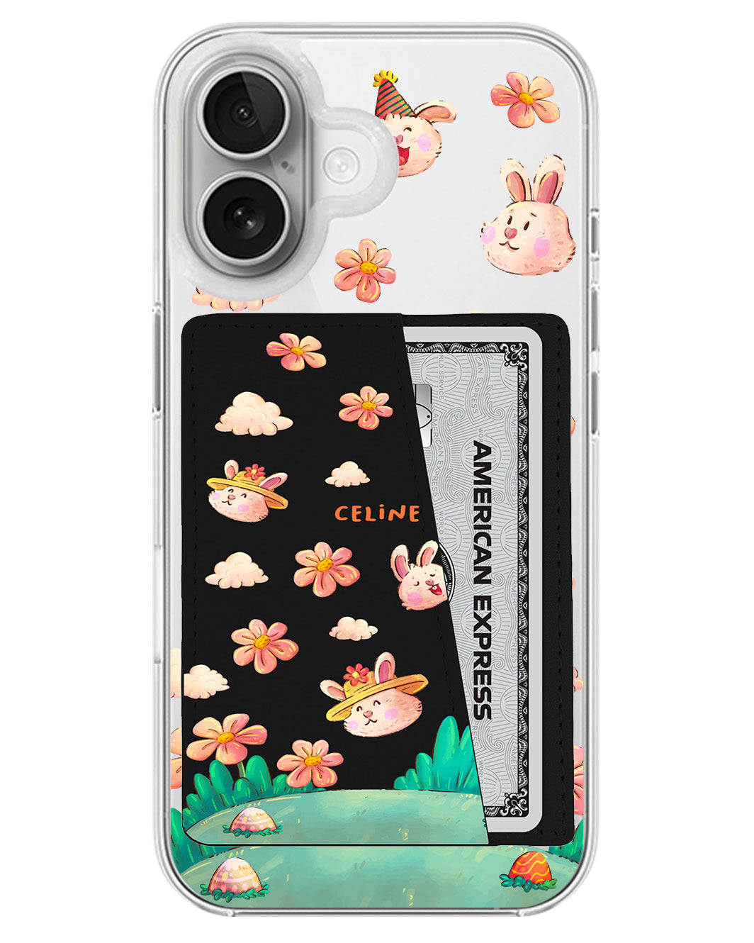 iPhone Leather Wallet Case - Gardening Bunny