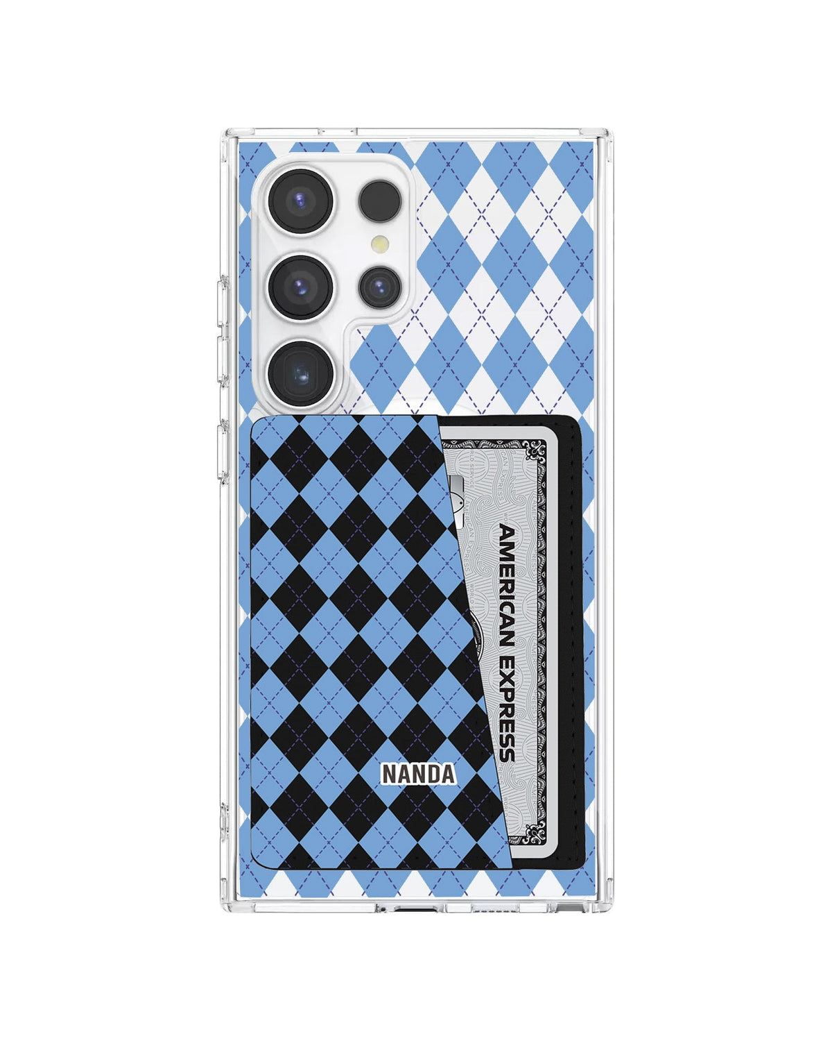 Android Leather Wallet Case - Winter Argyle