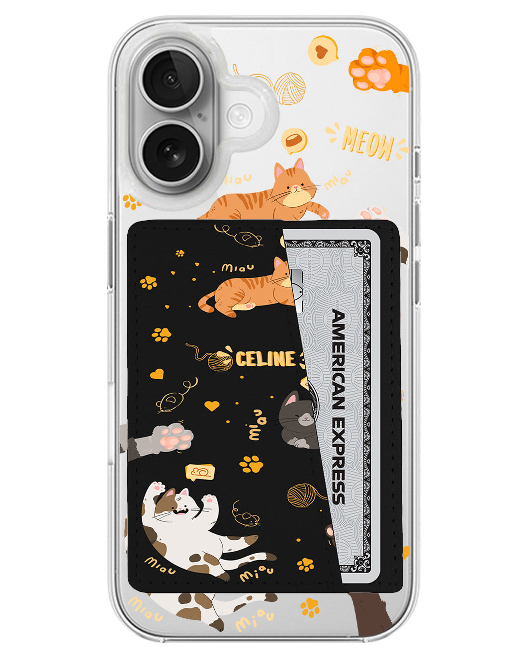 iPhone Leather Wallet Case - Miau Kitty