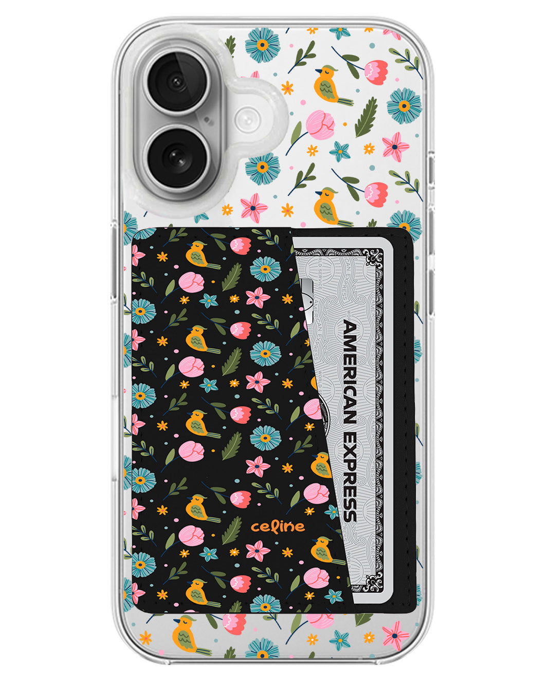 iPhone Leather Wallet Case - Flower Bird