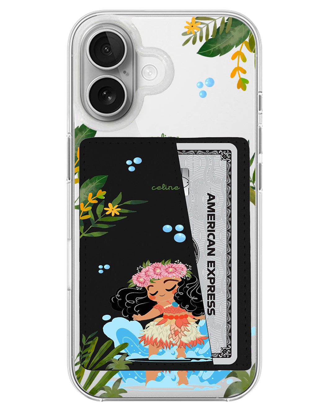 iPhone Leather Wallet Case - Moana Dance