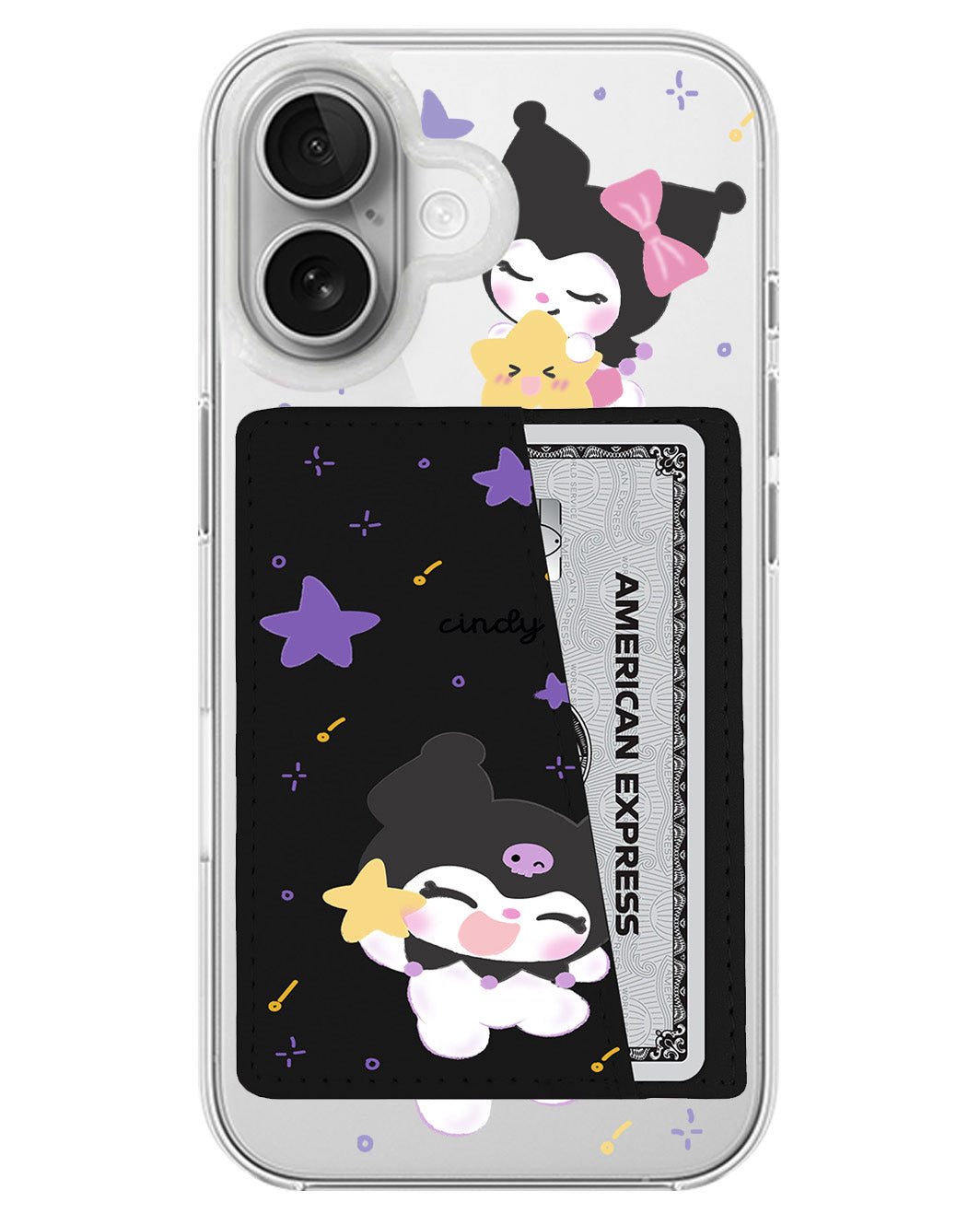 iPhone Leather Wallet Case - Kuromi Star