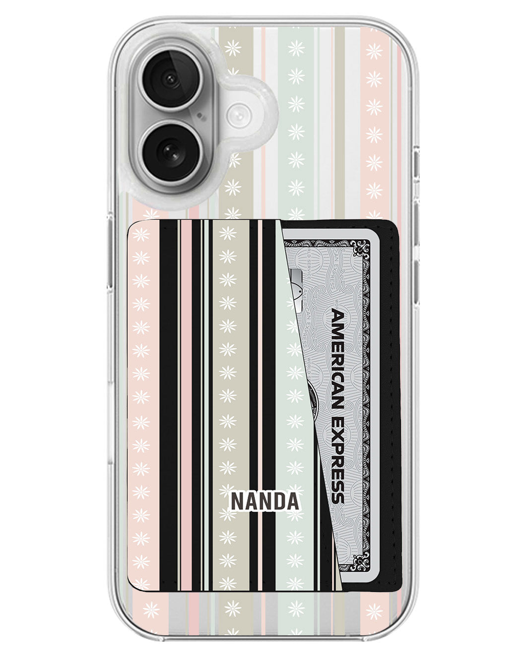 iPhone Leather Wallet Case - Soft Bloom Stripes