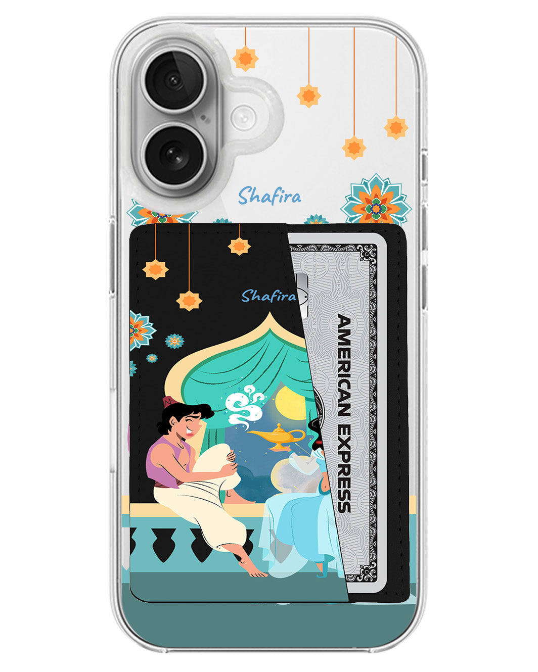 iPhone Leather Wallet Case - Aladdin With Jasmin