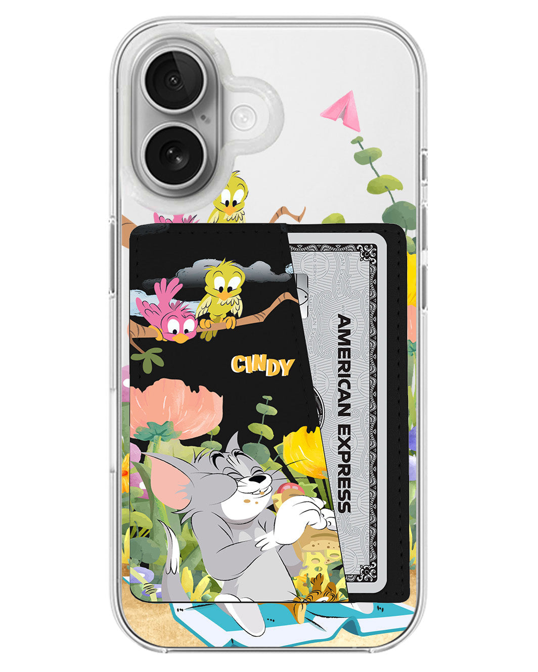 iPhone Leather Wallet Case - Tom And Jerry Picnic