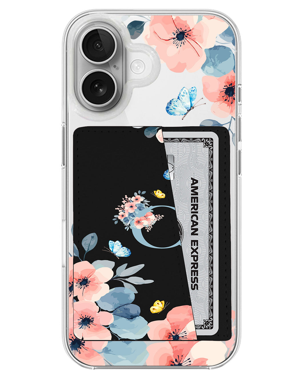 iPhone Leather Wallet Case - Flower Blue