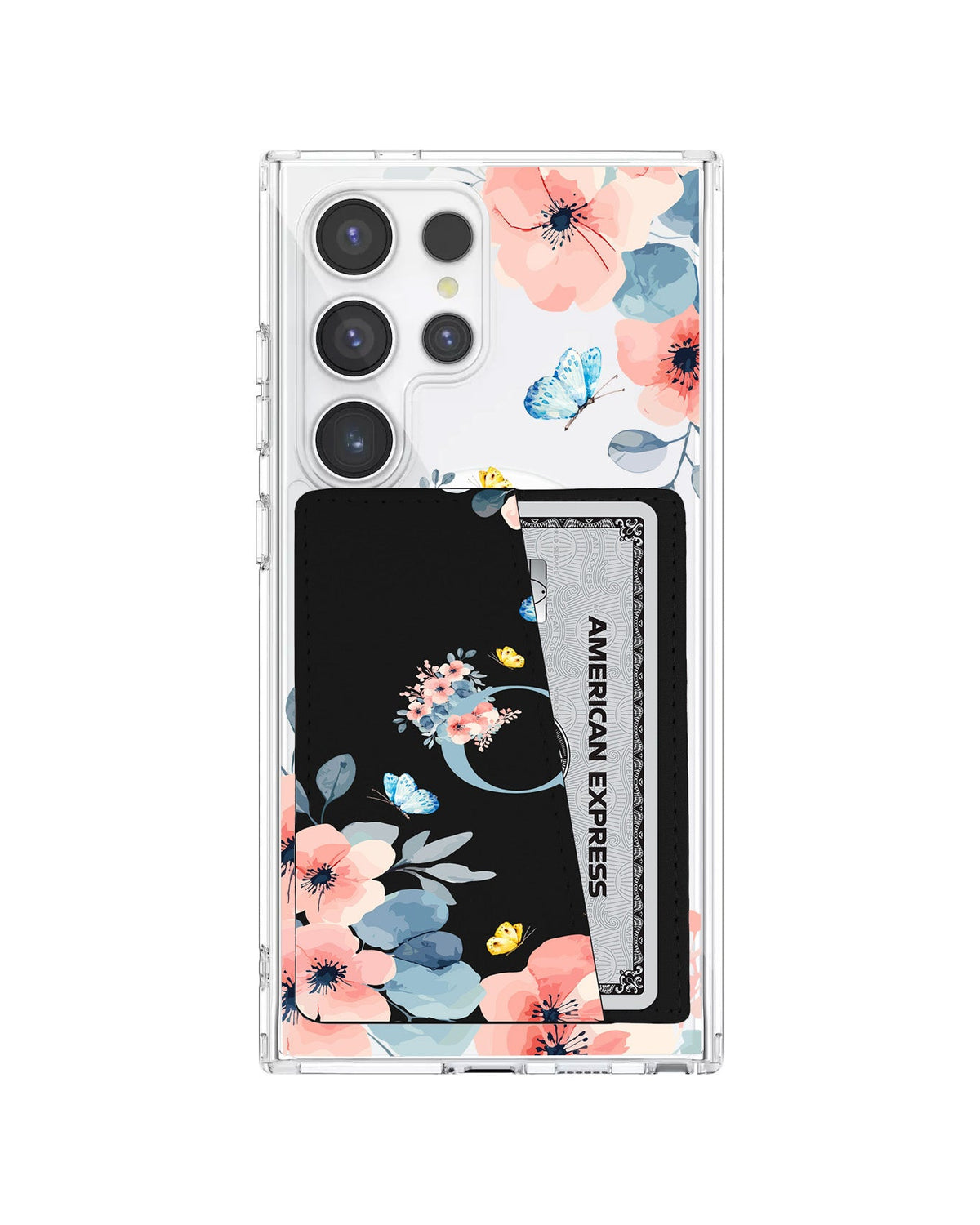 Android Leather Wallet Case - Flower Blue