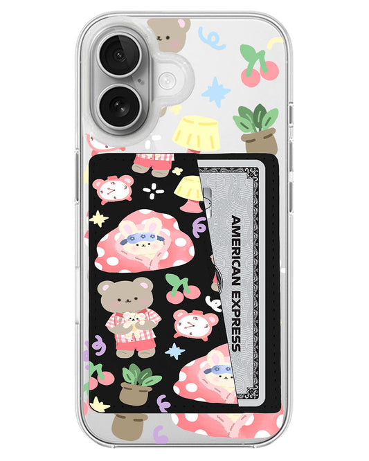 iPhone Leather Wallet Case - Pyjamas Teddy