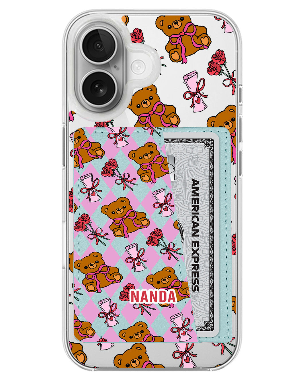 iPhone Leather Wallet Case - Sweet Teddy