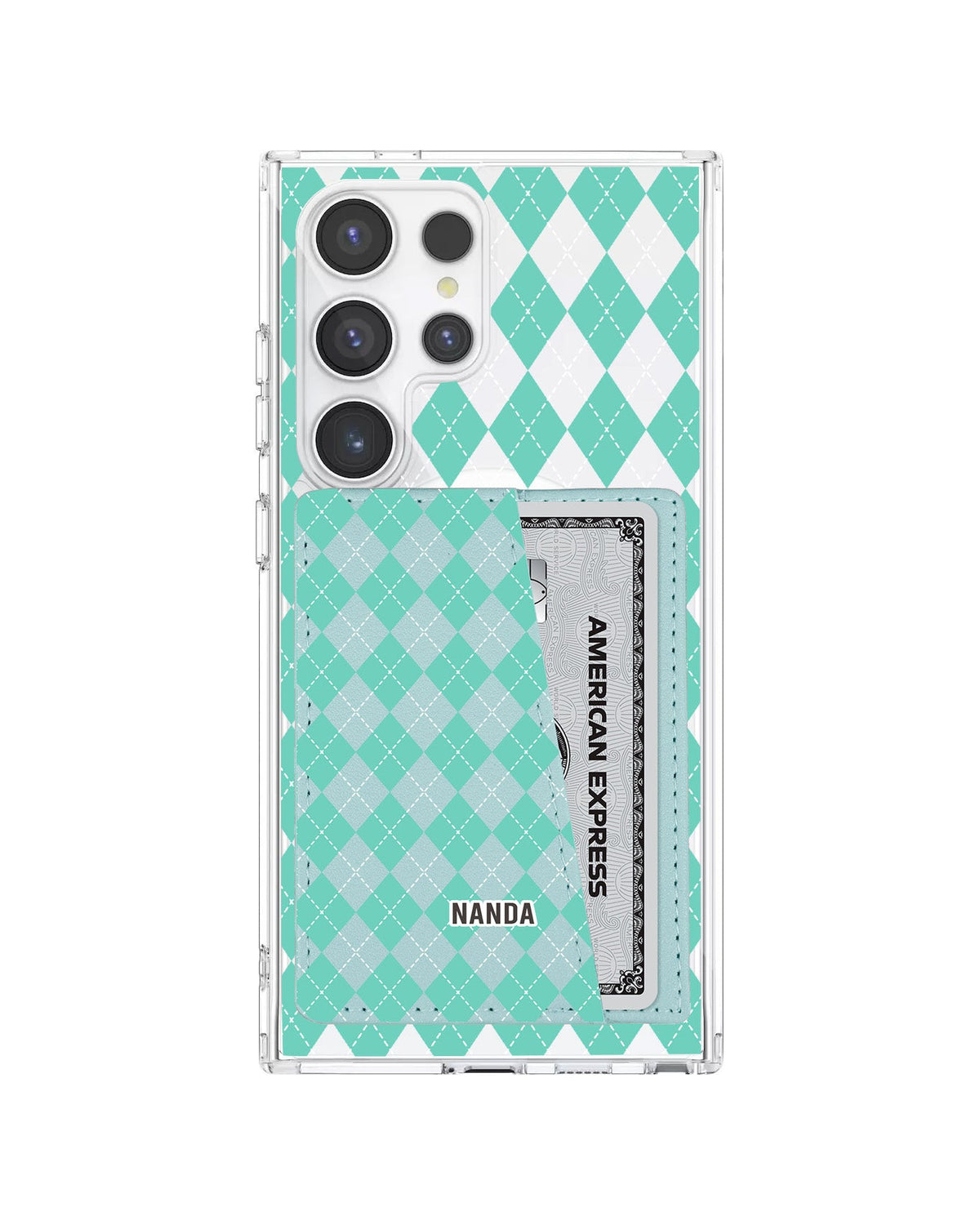 Android Leather Wallet Case - Cotton Candy Argyle