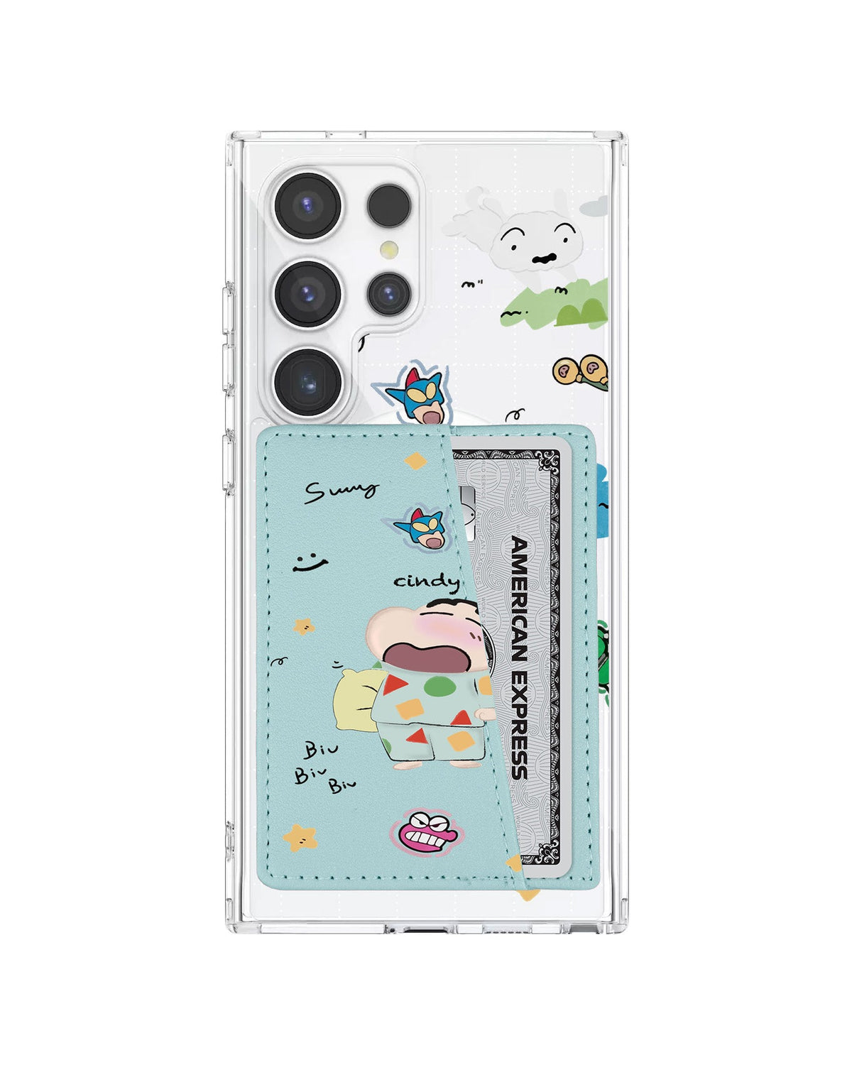 Android Leather Wallet Case - Sleepy Shinchan