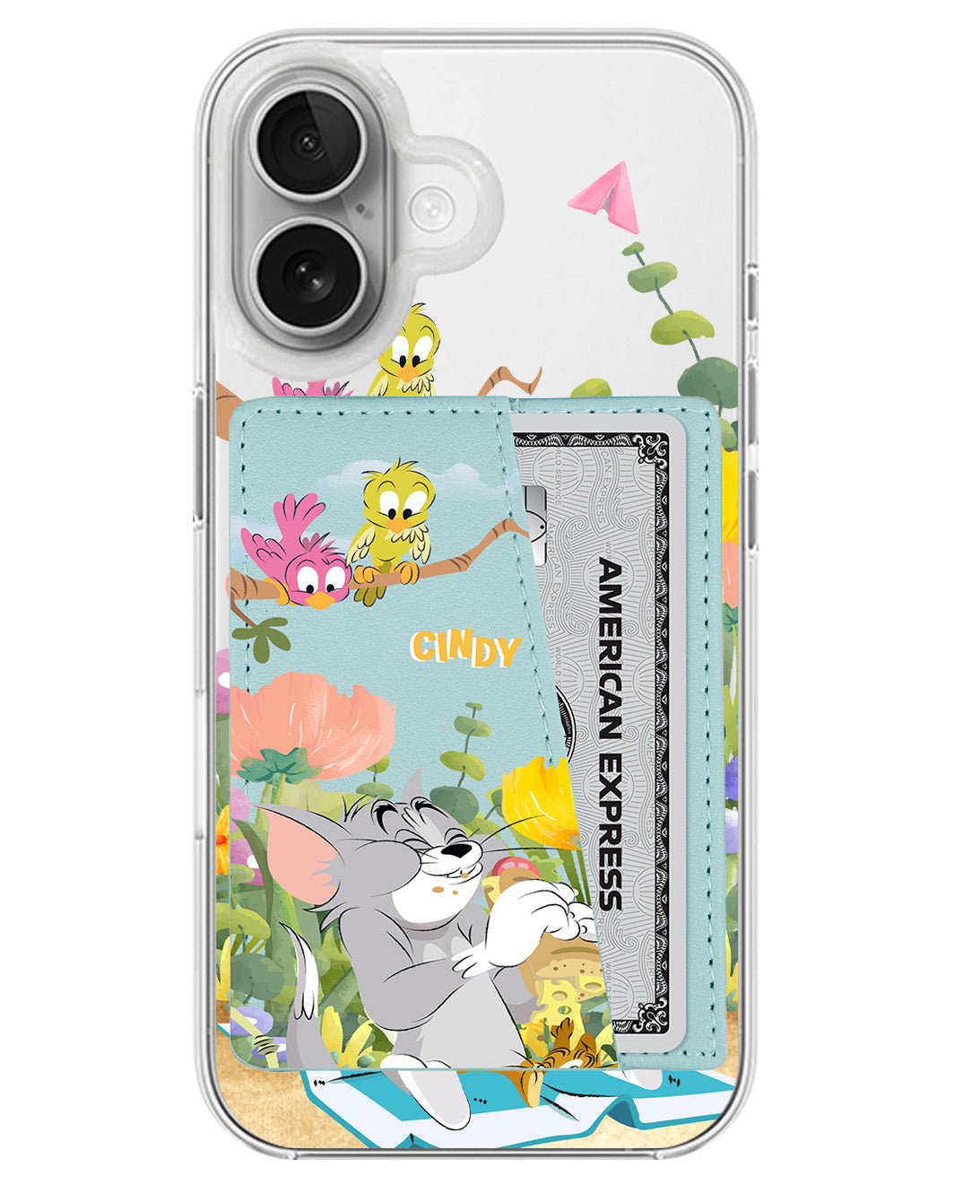 iPhone Leather Wallet Case - Tom And Jerry Picnic