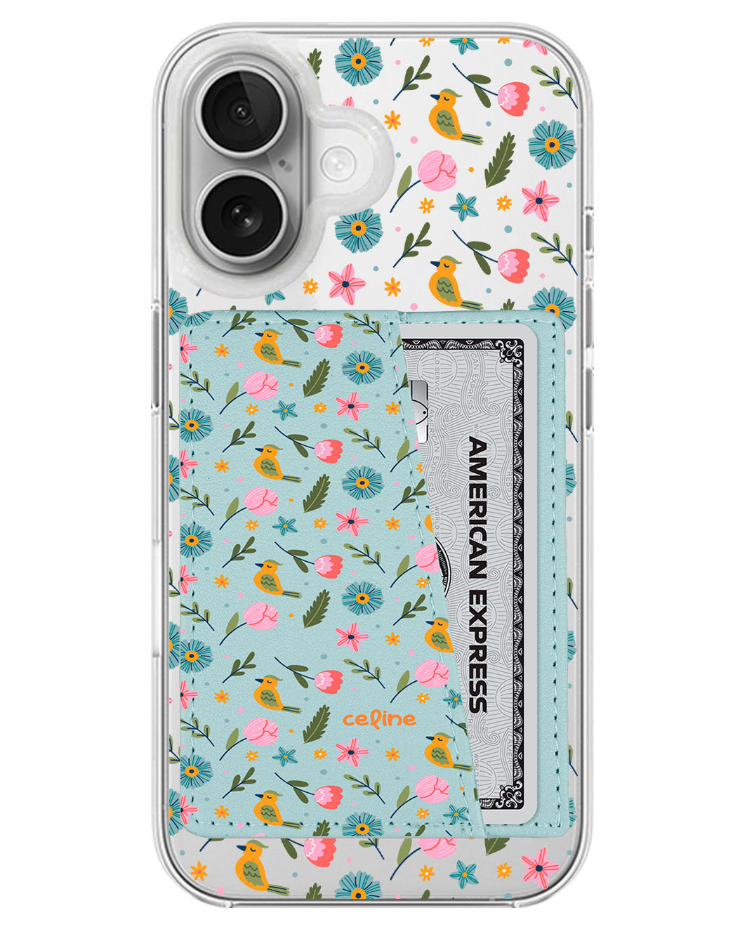 iPhone Leather Wallet Case - Flower Bird