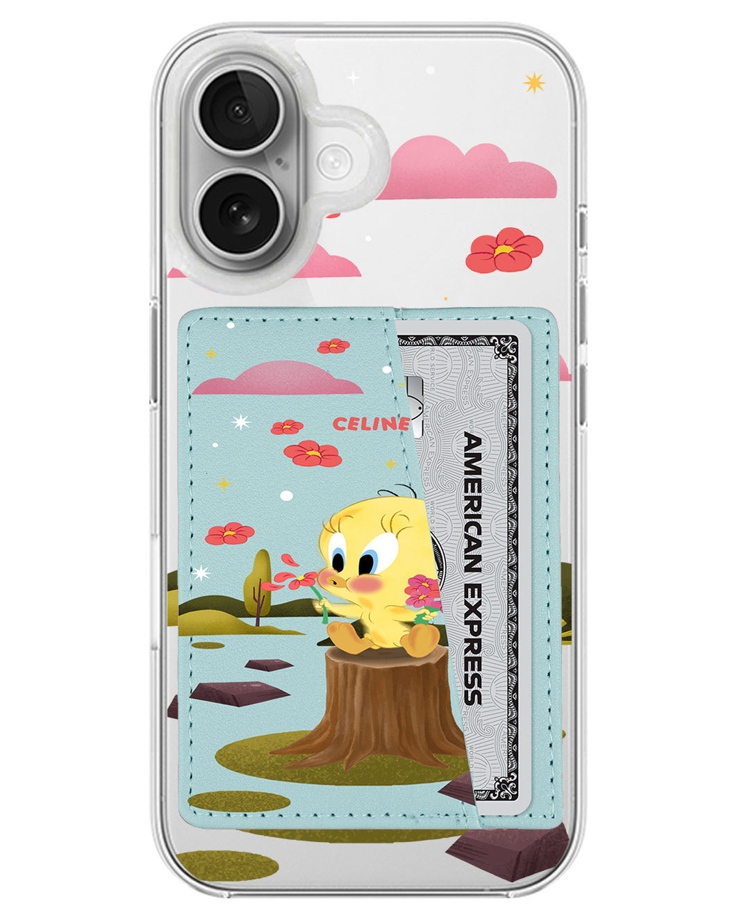 iPhone Leather Wallet Case - Tweety Flower