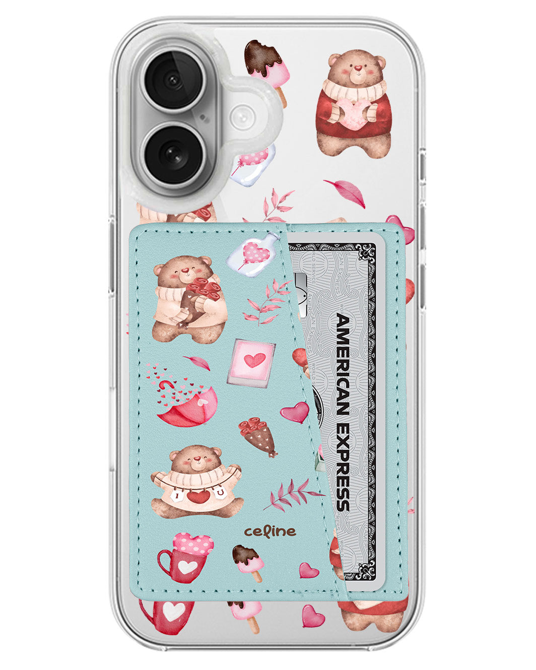 iPhone Leather Wallet Case - Valentine With My Bear
