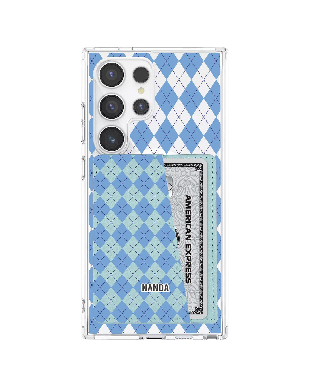 Android Leather Wallet Case - Winter Argyle