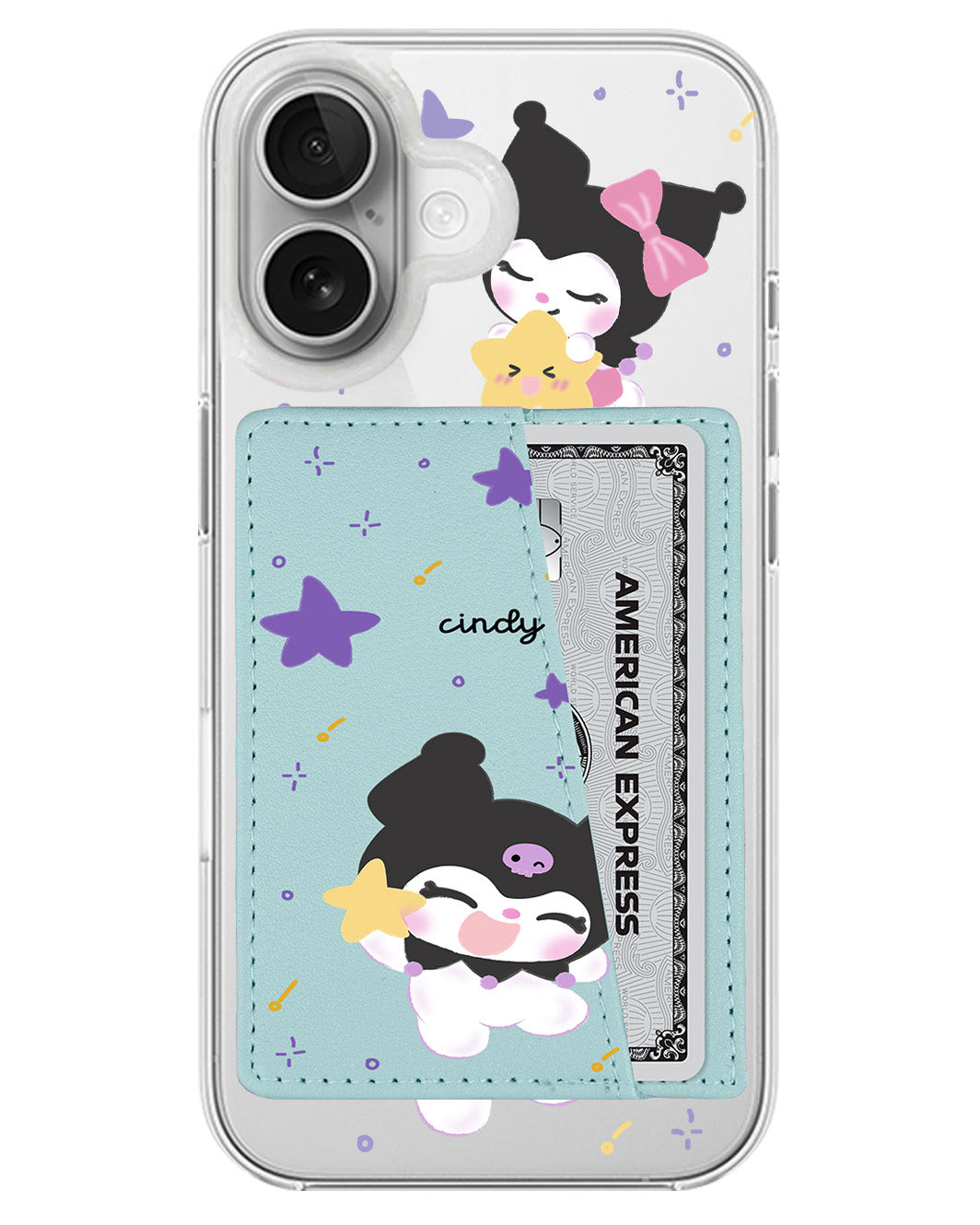 iPhone Leather Wallet Case - Kuromi Star