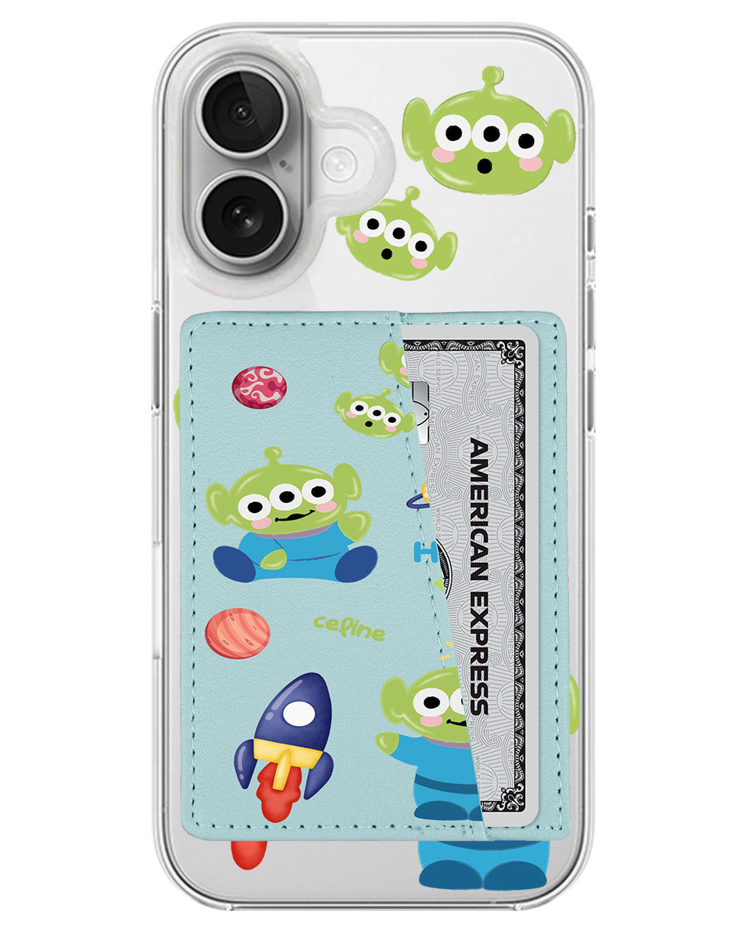 iPhone Leather Wallet Case - Little Green Men