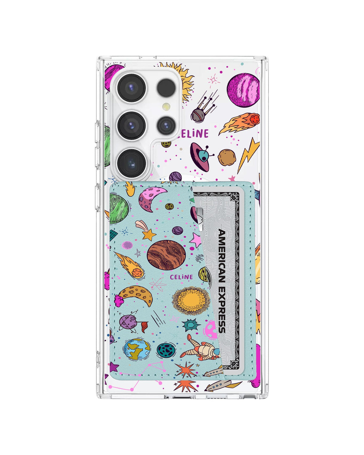 Android Leather Wallet Case - Retro Space