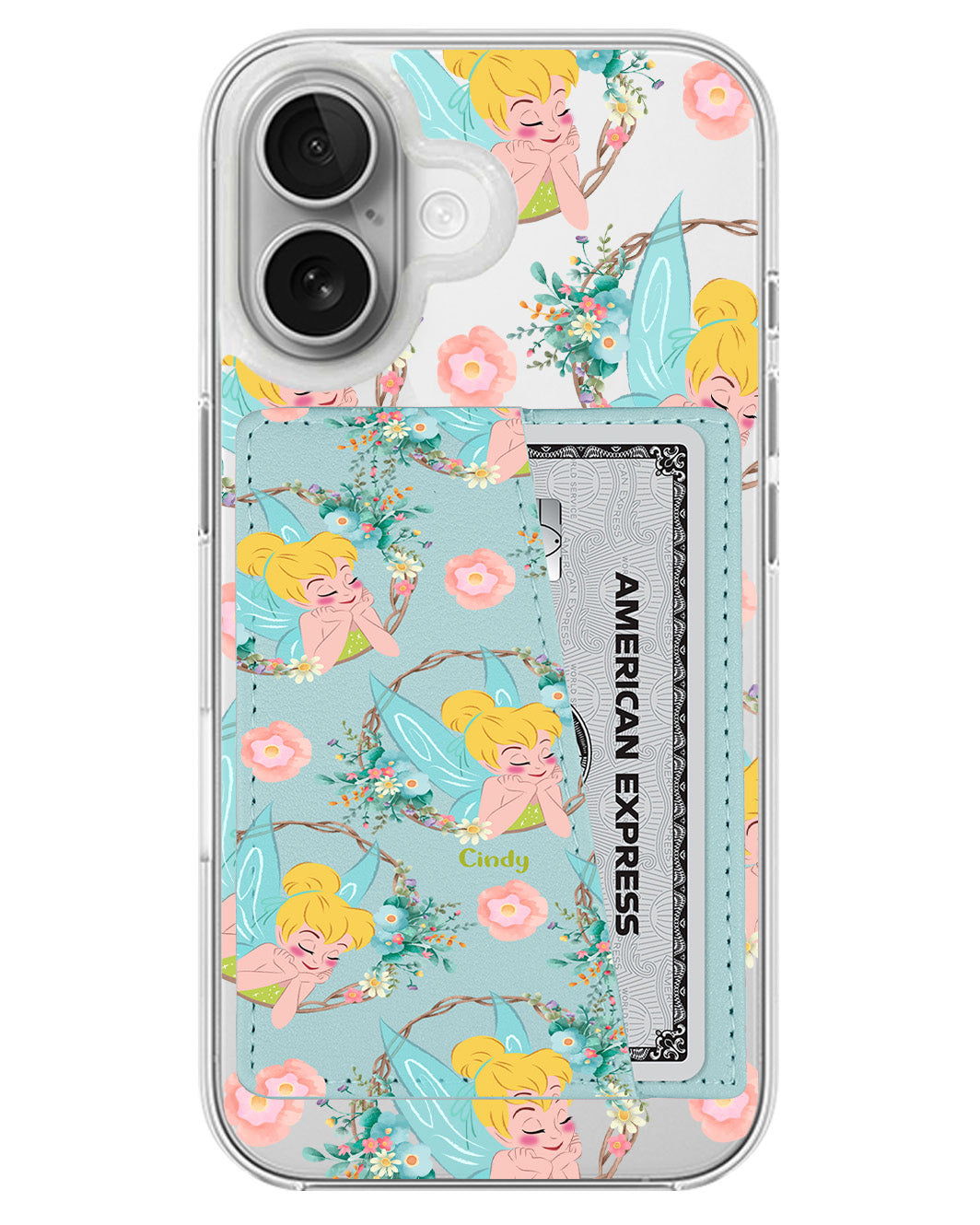 iPhone Leather Wallet Case - Tinkerbell Pattern