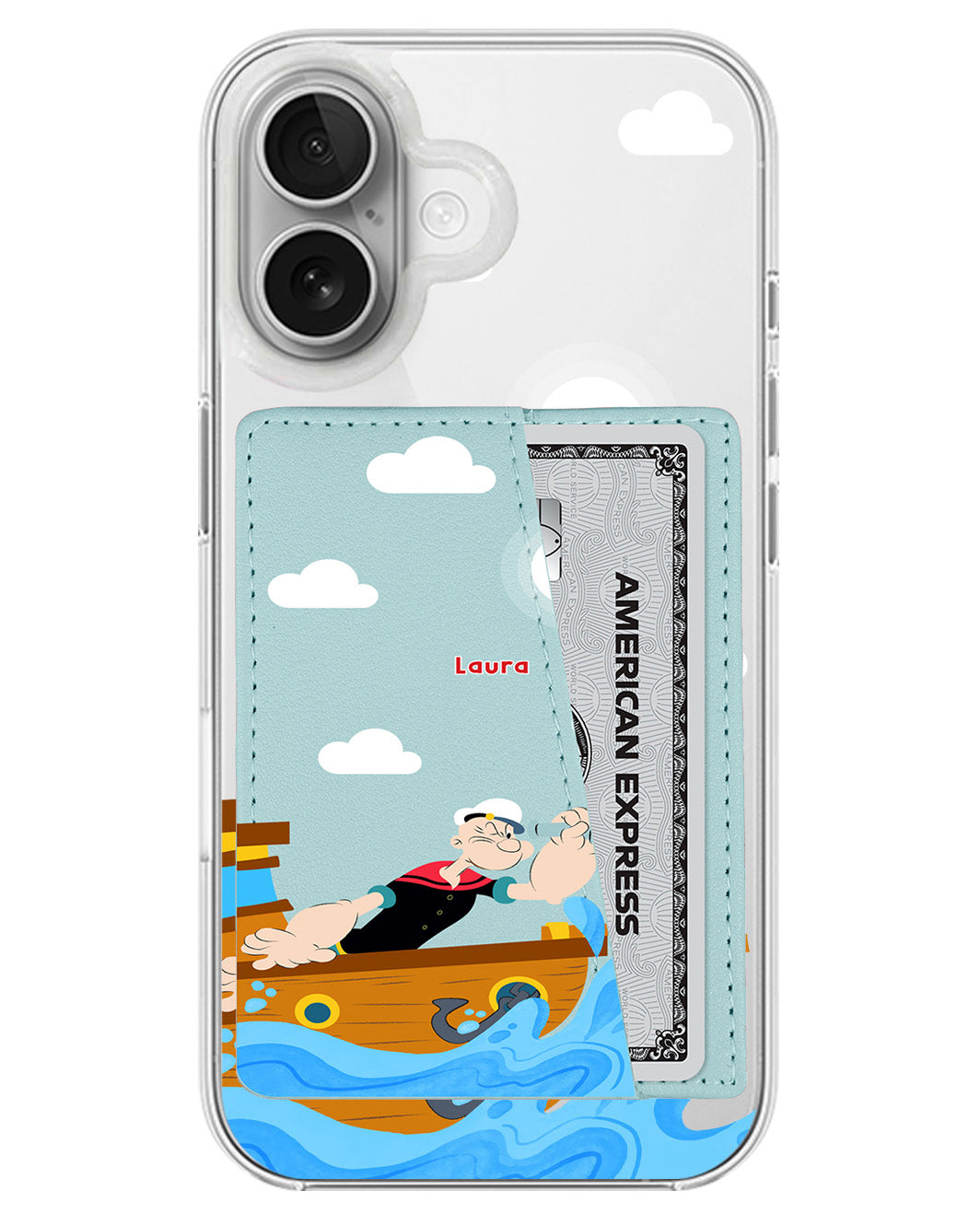 iPhone Leather Wallet Case - Popeye In The Sea