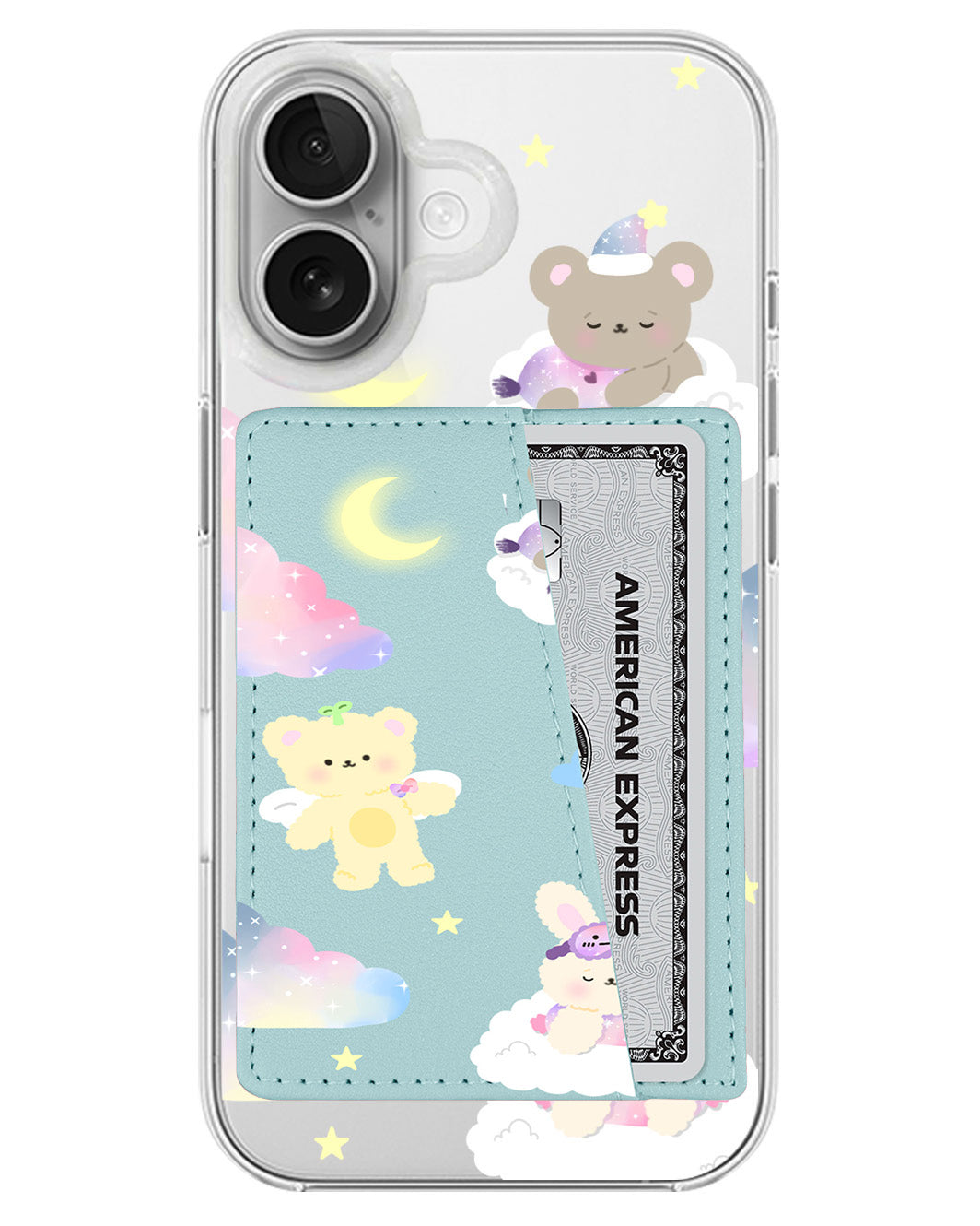 iPhone Leather Wallet Case - Sleeping Teddy