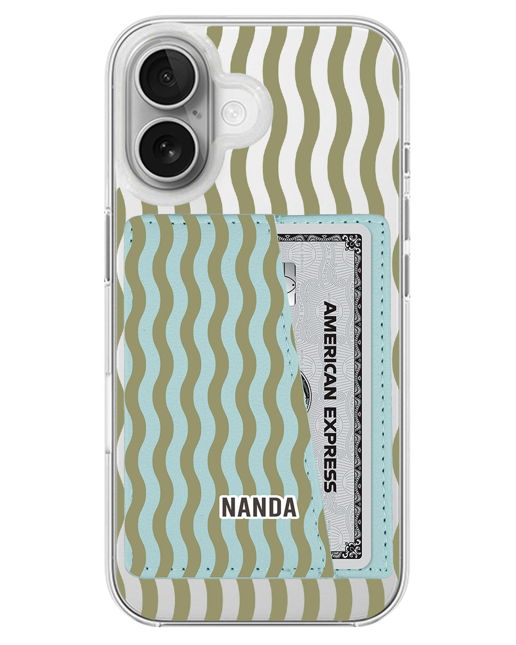 iPhone Leather Wallet Case - Green Ripple
