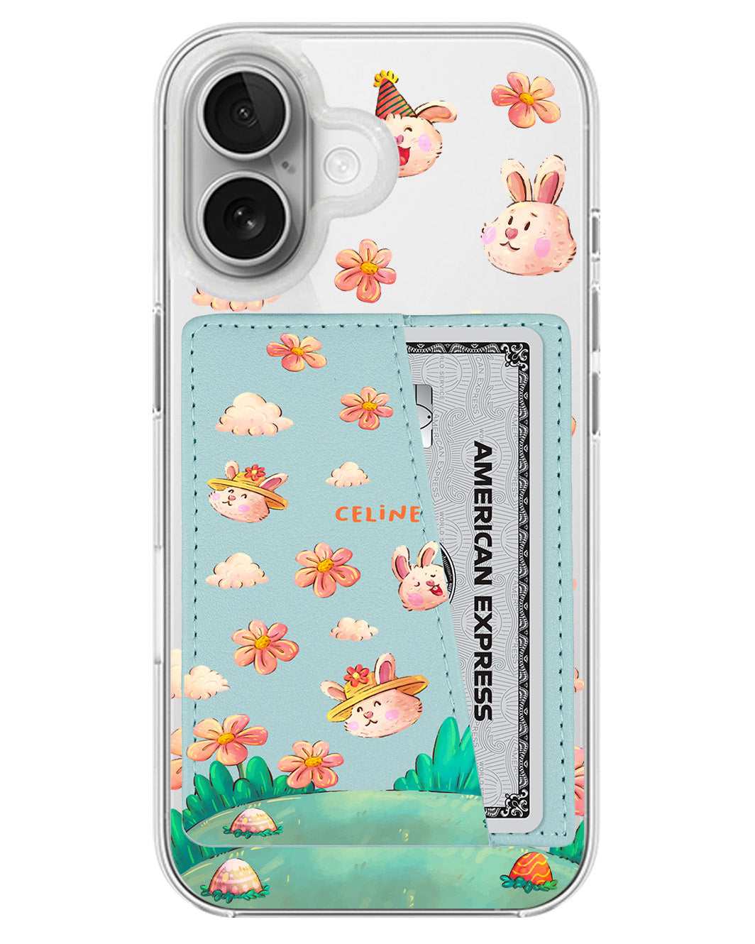 iPhone Leather Wallet Case - Gardening Bunny