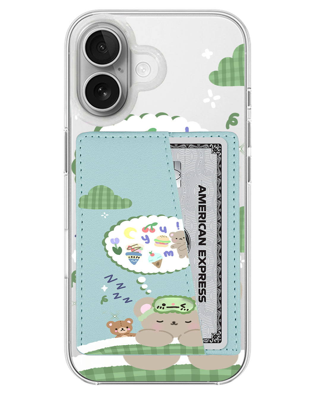 iPhone Leather Wallet Case - Dreaming Teddy