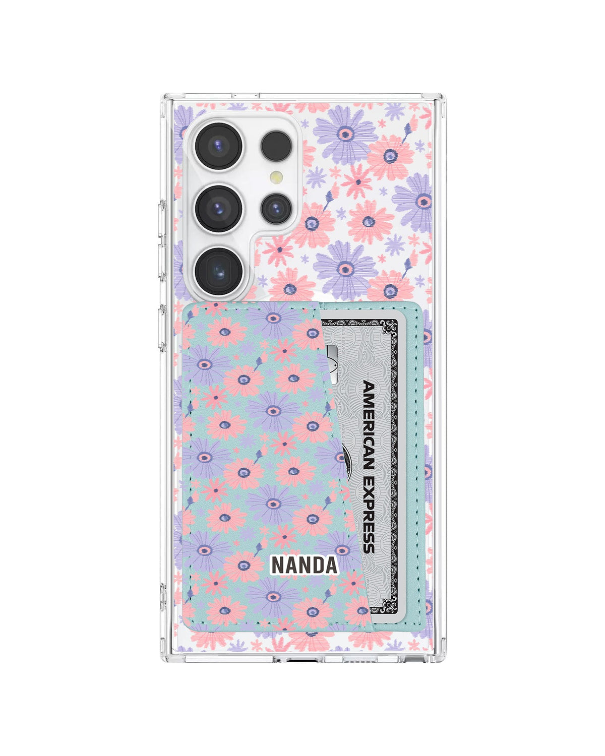 Android Leather Wallet Case - Lilac Meadow