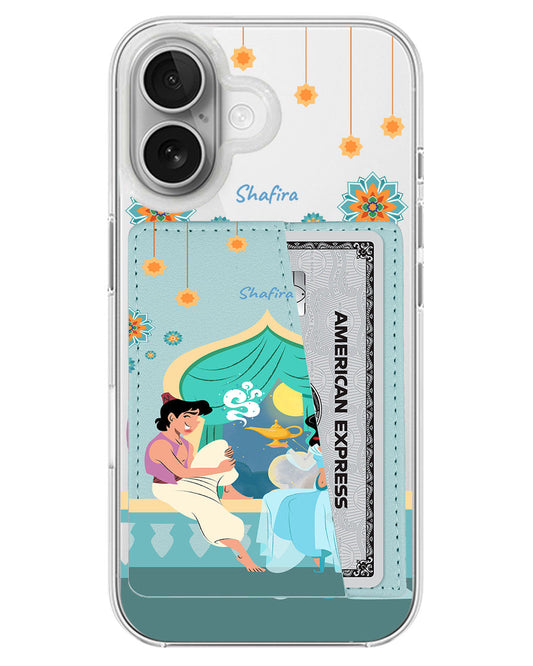 iPhone Leather Wallet Case - Aladdin With Jasmin