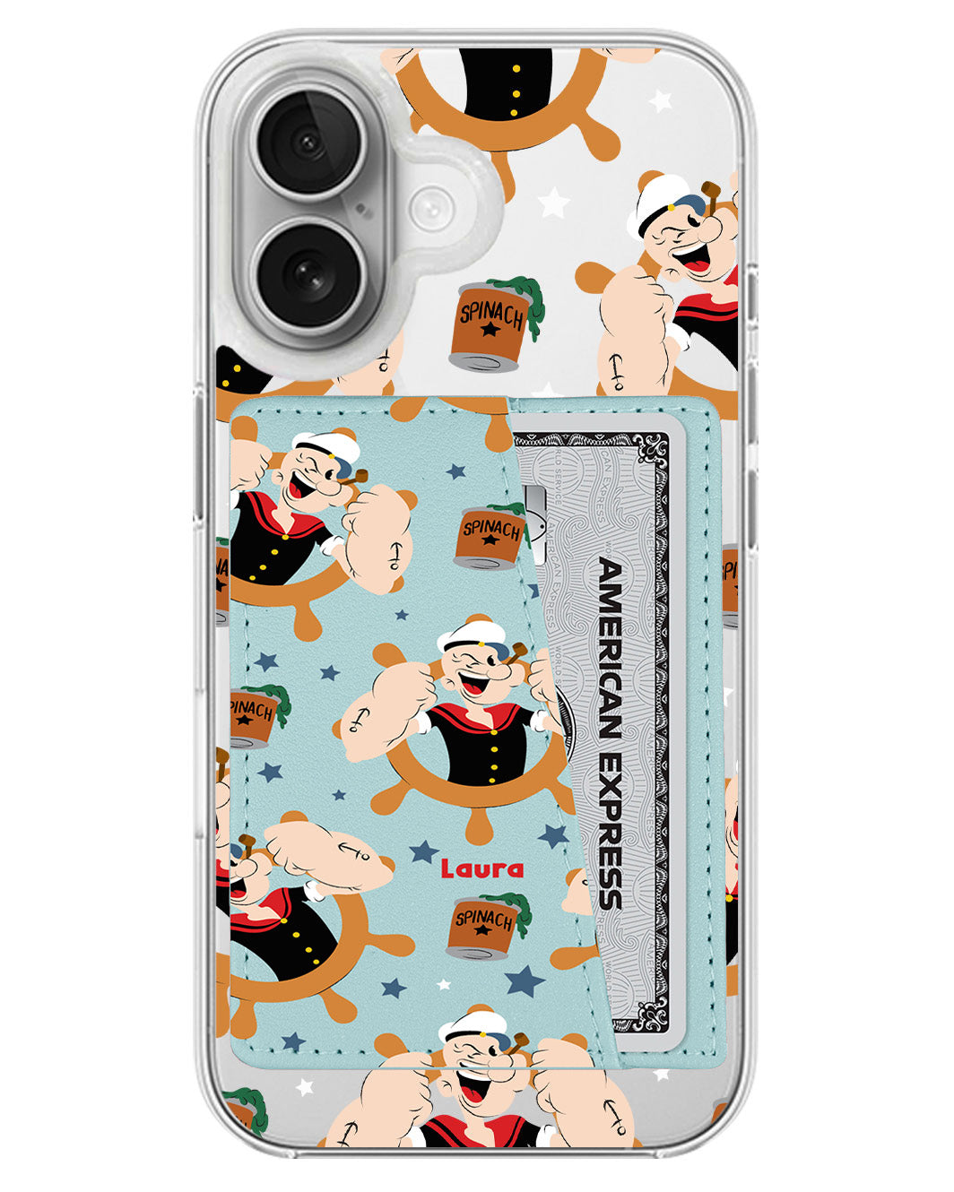 iPhone Leather Wallet Case - Popeye Pattern