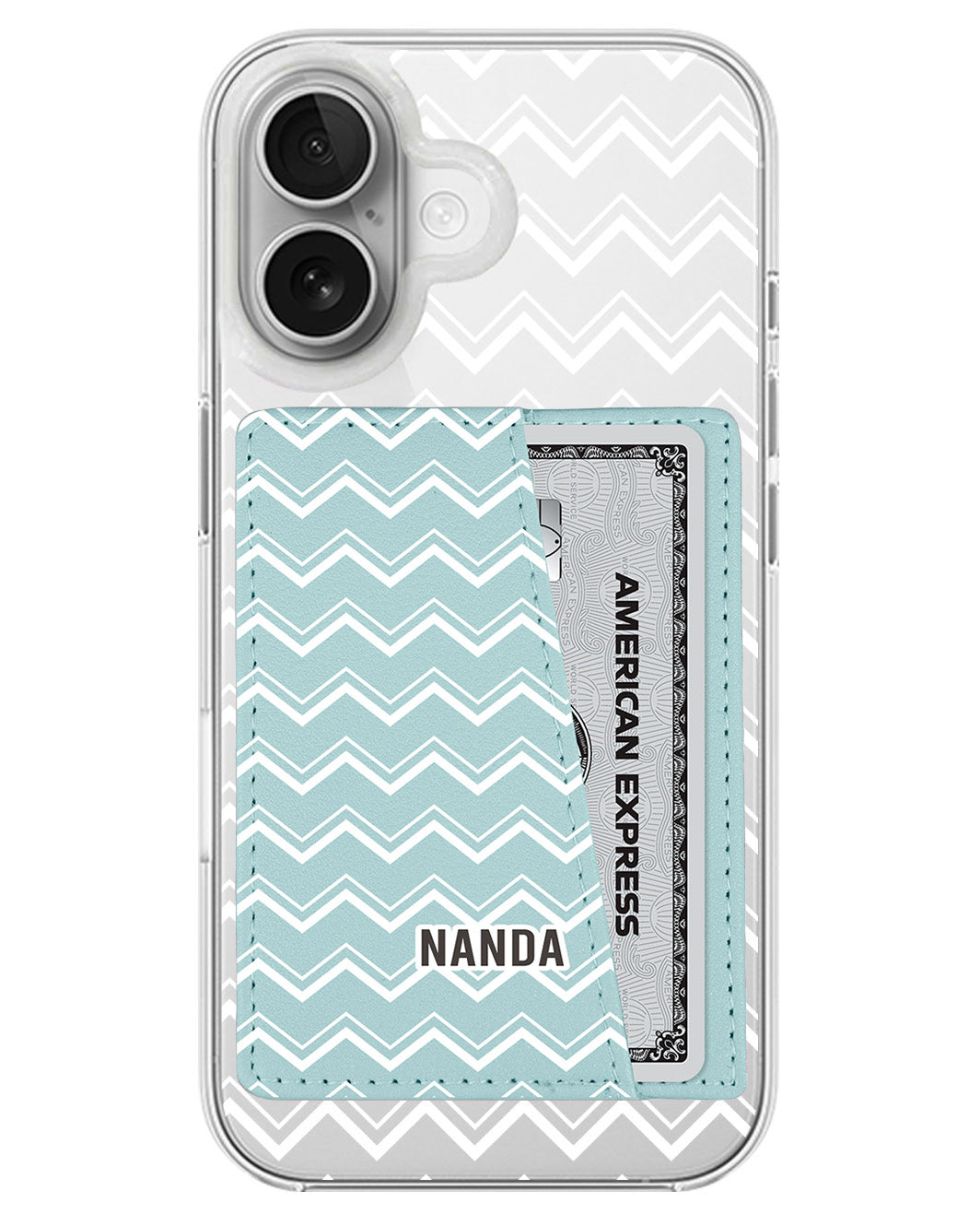 iPhone Leather Wallet Case - Lavender Zigzag