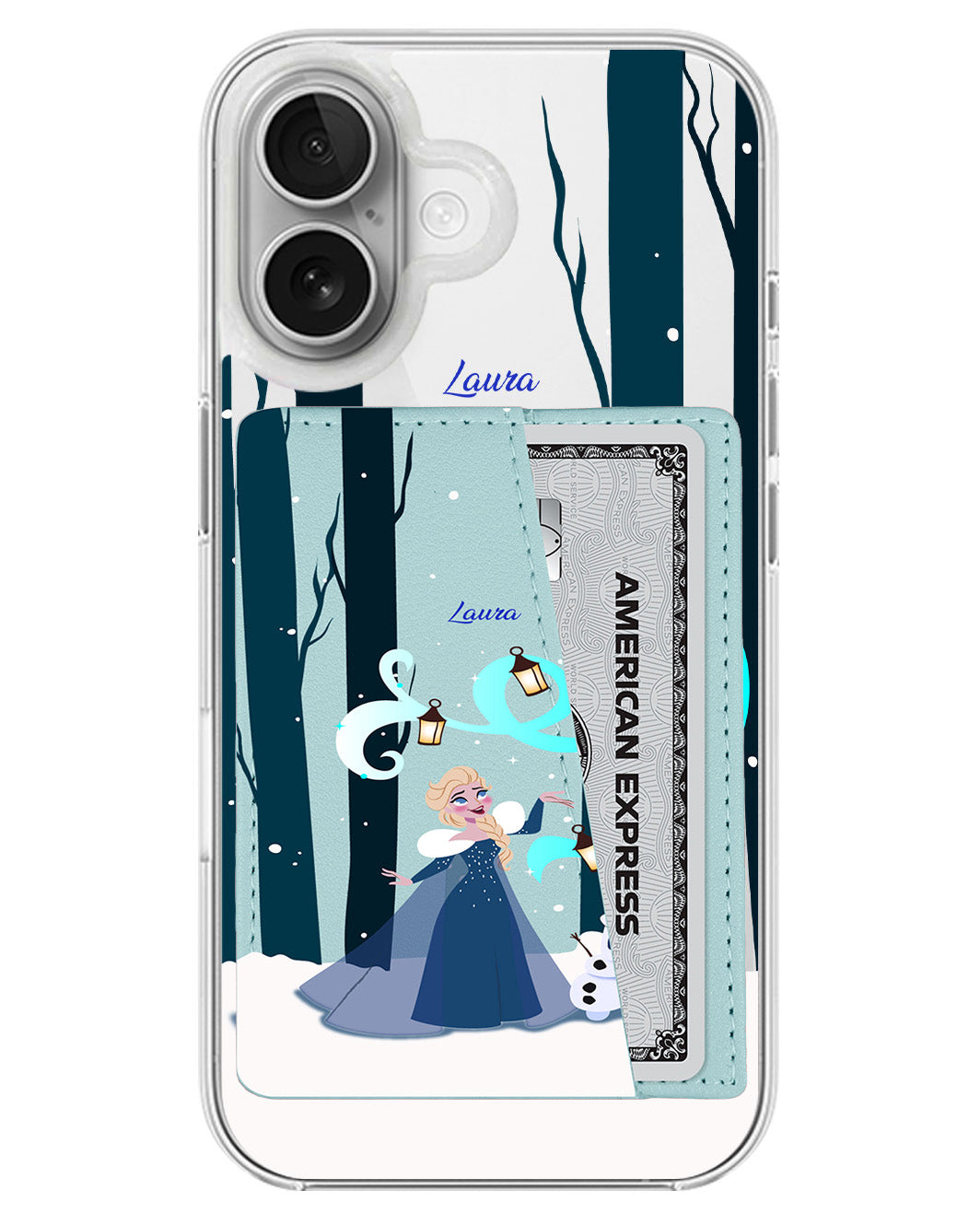 iPhone Leather Wallet Case - Elsa Olaf