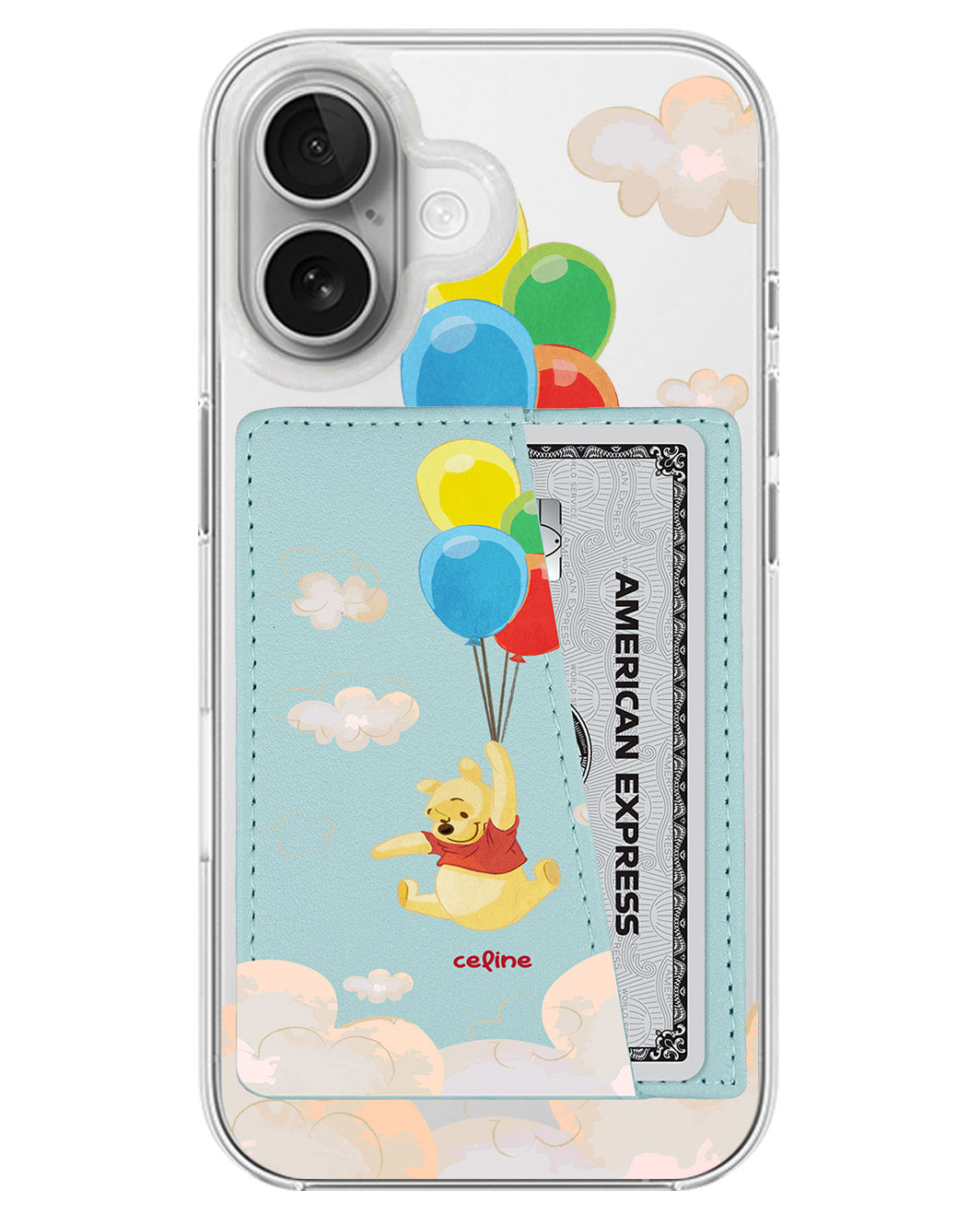 iPhone Leather Wallet Case - Balloon Pooh