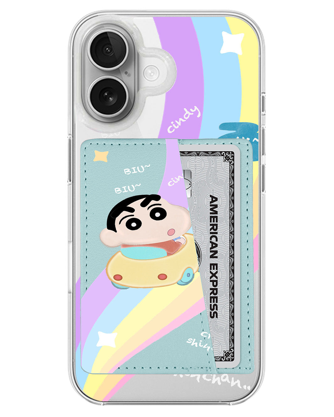 iPhone Leather Wallet Case - Biu Biu Shinchan