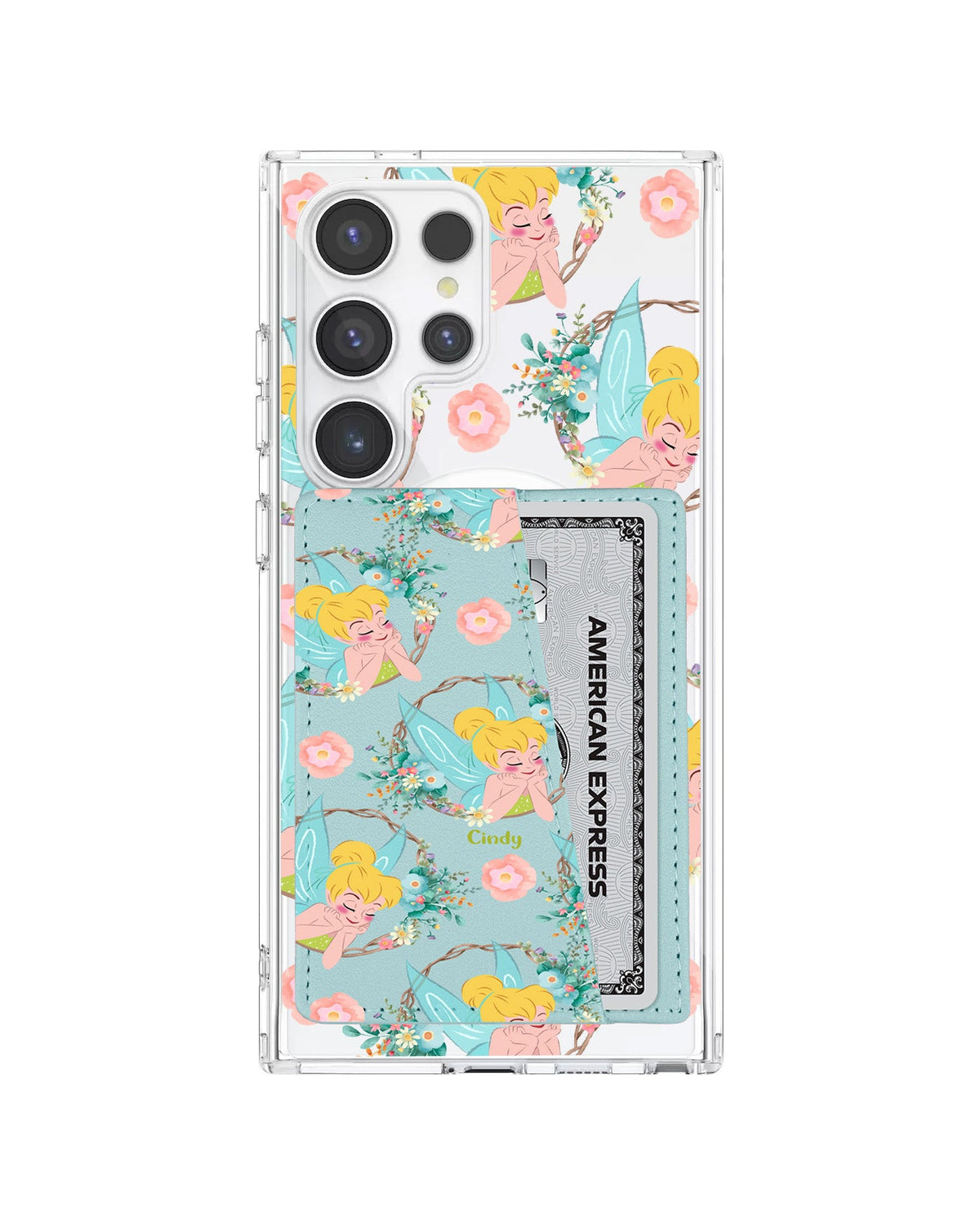 Android Leather Wallet Case - Tinkerbell Pattern