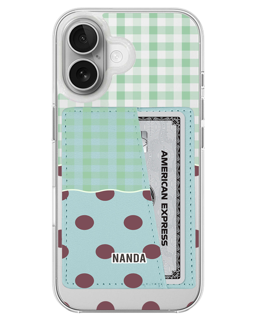 iPhone Leather Wallet Case - Mint Picnic Day