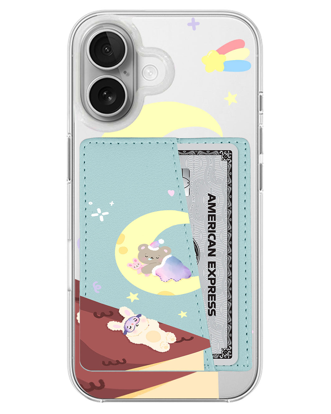 iPhone Leather Wallet Case - Moon Teddy