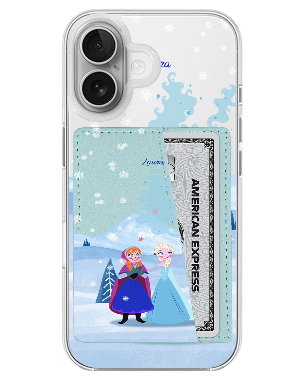 iPhone Leather Wallet Case - Elsa And Anna