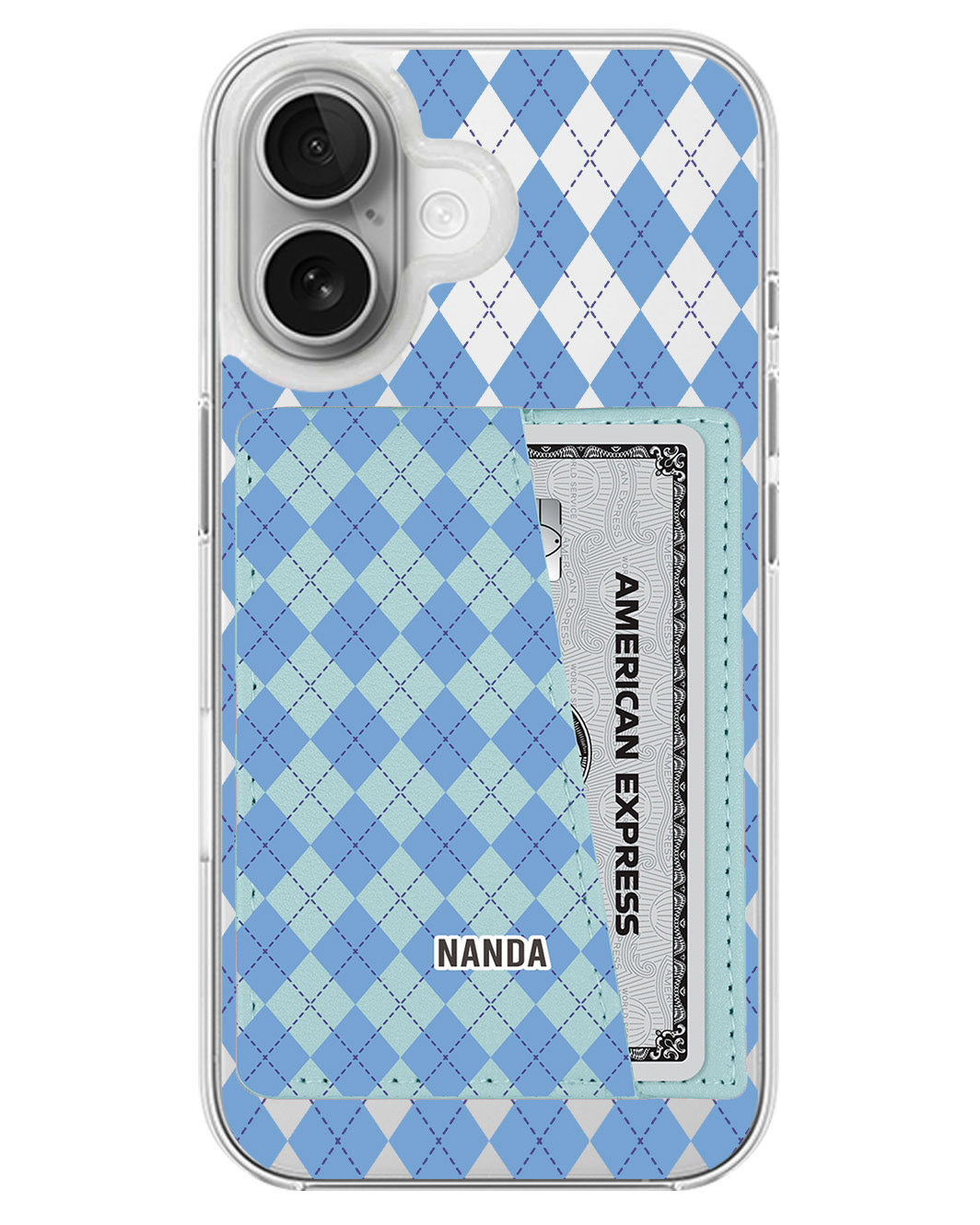 iPhone Leather Wallet Case - Winter Argyle