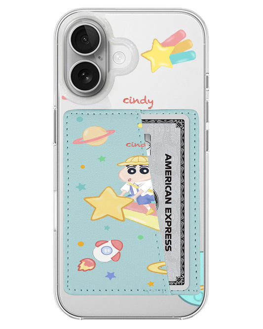 iPhone Leather Wallet Case - Shinchan Sky