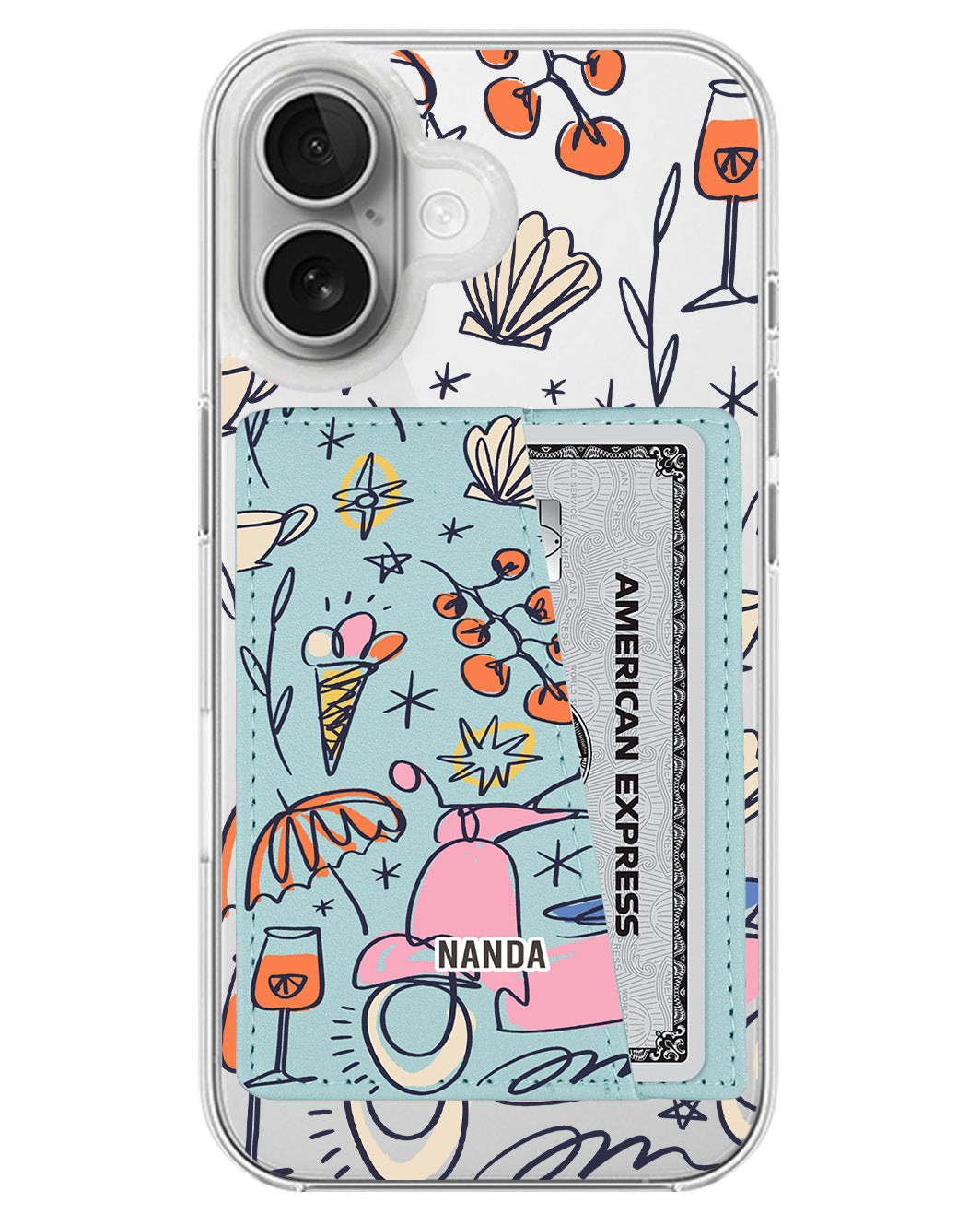 iPhone Leather Wallet Case - Vacation Scribbles